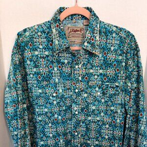 Rafter C Cowboy Collection Western Shirt Mens L Turquoise Aztec ProFlex 45